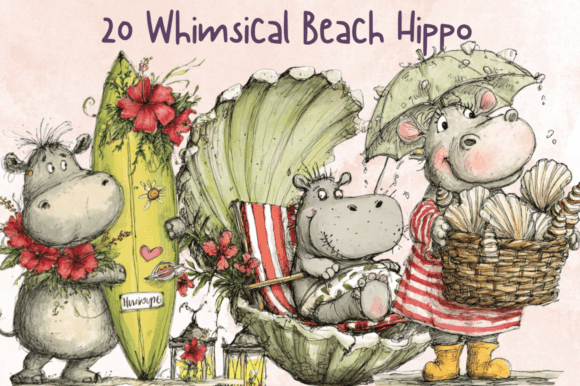 Download Quirky Beach Hippopotamus Clipart - Premium Resources
