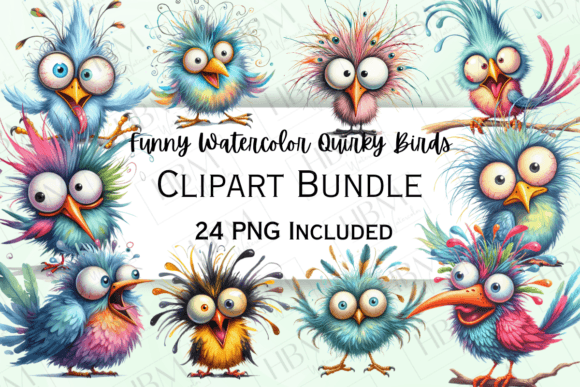 Download Funny Watercolor Quirky Birds Clipart - Quirky Collection