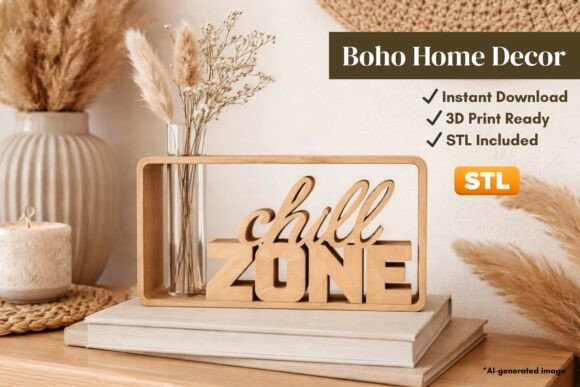 Download Boho Chill Zone Decor Sign STL for Easy 3D Printing - Zone Collection
